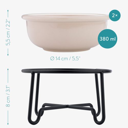 Sada 2 keramických misek Navaris s kovovým držákem, 380 ml, 55724.11
