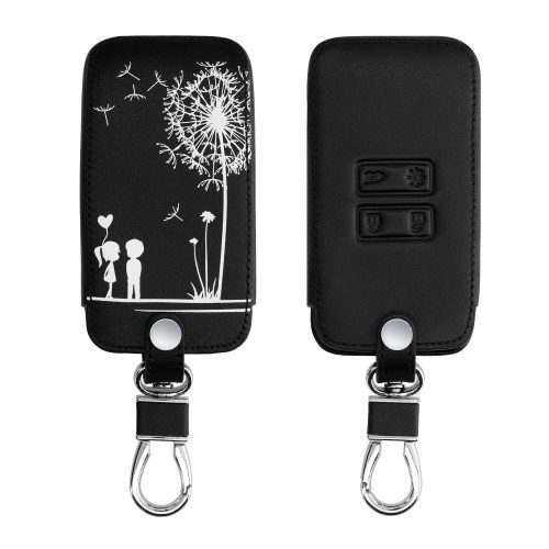 Pouzdro na klíče od auta pro Renault / Dacia - 4 tlačítka - Keyless Go, kwmobile, Ekologická kůže, Černá / Bílá, 44637.44