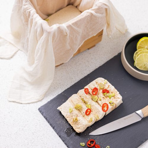 Fabricator tofu Navaris, presa din bambus cu cheesecloth, preparare tofu acasa, maro, bambus