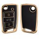 Krytka na klíče od auta pro VW / Škoda / Seat - 3 tlačítka, kwmobile, Silicon, Black / Gold, 56006.01