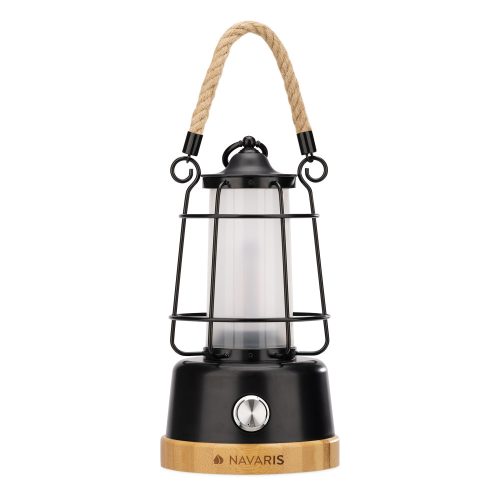 Přenosná svítilna Navaris s dobíjecí baterií a power bankou, černá, 56078.01