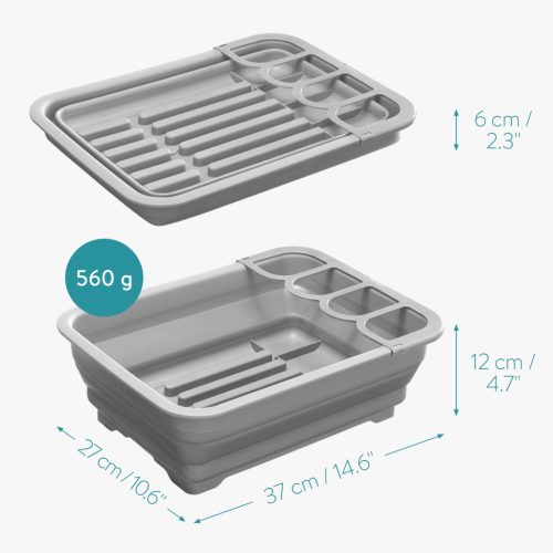 Scurgator vase Navaris, 37x27x12 cm, pliabil, cu separator pentru tacamuri, 52539.03
