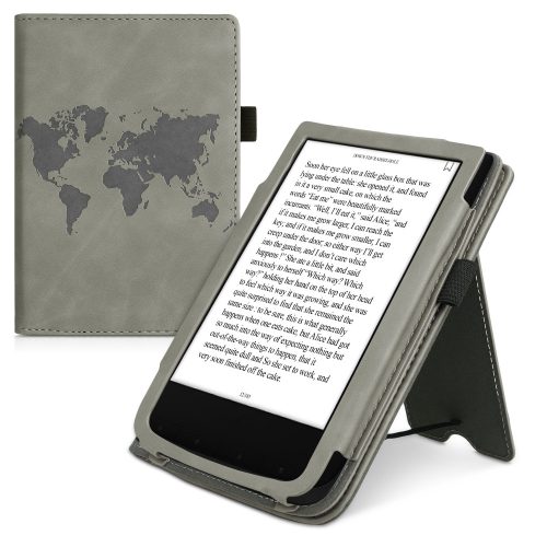 Obal pro PocketBook Touch Lux 5 / Touch Lux 4 / Touch HD 3, ekologická kůže, šedý, kwmobile, 54817.05