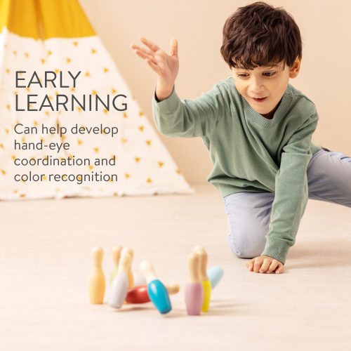 Navaris dětská bowlingová hra s 10 koulemi a 2 dřevěnými koulemi, 56354.01