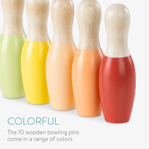 Navaris dětská bowlingová hra s 10 koulemi a 2 dřevěnými koulemi, 56354.01
