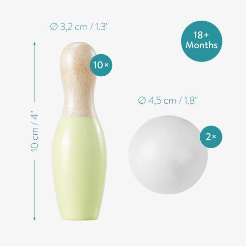 Navaris dětská bowlingová hra s 10 koulemi a 2 dřevěnými koulemi, 56354.01