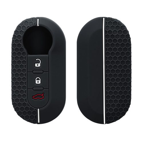 Krytka na klíče od auta pro Fiat / Lancia - 3 tlačítka, kwmobile, silikonová, černá, 56383.03