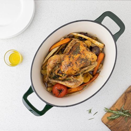 Nepřilnavý litinový hrnec Navaris na sporáky/trouby - 45 cm - 7,7 l - zelený, 52477.01.80