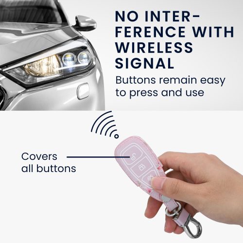 Kryt na klíče od auta pro Ford - 3 tlačítka - Keyless Go, kwmobile, Ekologická kůže, Růžový, 43956.13