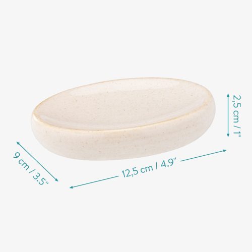 Set 3 accesorii baie Navaris, dispenser + suport periute + savoniera, bej, ceramica/metal