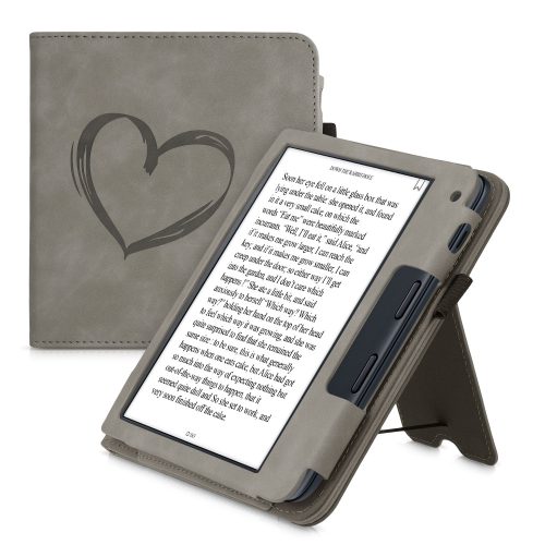 Pouzdro pro Kobo Libra 2, ekologická kůže, šedá, kwmobile, 56581.02