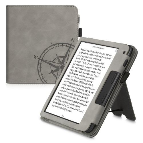 Kryt pro Tolino Vision 6, ekologická kůže, šedý, kwmobile, 56600.03