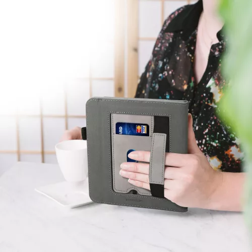 Kryt pro Tolino Vision 6, ekologická kůže, šedý, kwmobile, 56600.03