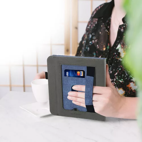 Kryt pro Tolino Vision 6, Ekologická kůže, Modrý, kwmobile, 56601.03