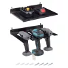 Suport cu raft scule electrice Navaris, 3 unelte, 31.5x22x4.5 cm, montaj perete/pegboard, negru, metal