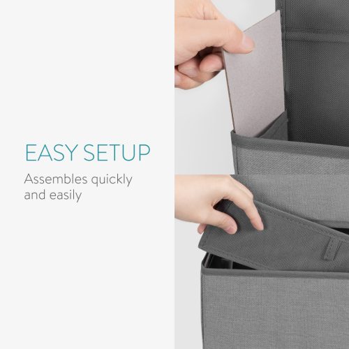 Organizator suspendat usa Navaris, 4 compartimente, 33x9x92 cm, pentru dulap si usa, gri, metal