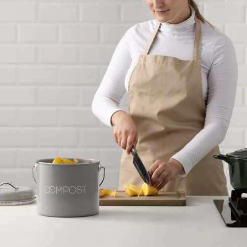 Kovový kompostér Navaris, šedý, 3 l + 3x filtr, 49642.1.22