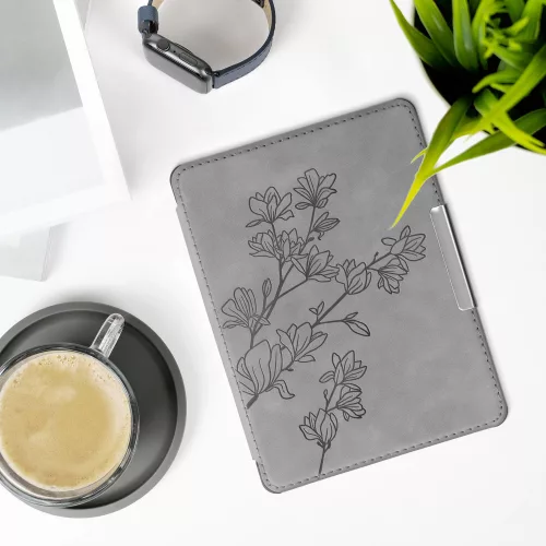 Pouzdro pro Kobo Glo HD / Touch 2.0, ekologická kůže, šedá, kwmobile, 56870.02
