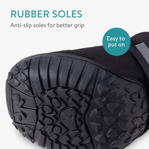 Protiskluzové pantofle pro psy Navaris vel. L, Černá, Textil, 57209.3