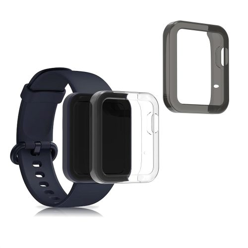 Sada 2 kusů pouzder pro Xiaomi Mi Watch Lite/Redmi Watch, Kwmobile, Transparent/Black, Silikon, 54528.03