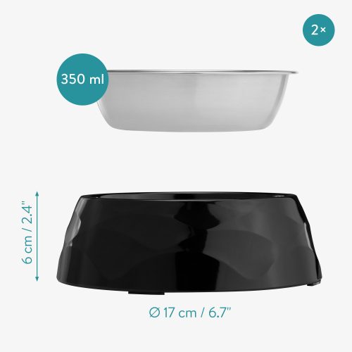 Sada 2 misek pro domácí mazlíčky Navaris, kov, černá, 57479.01