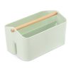 Cutie depozitare Navaris cu maner din lemn, 2 compartimente, verde, 55650.71