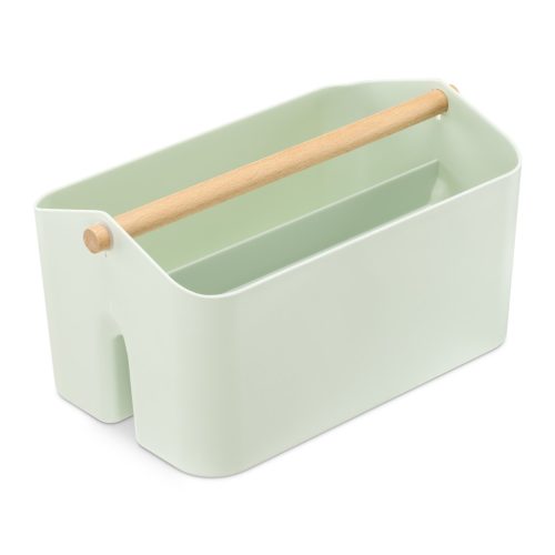 Cutie depozitare Navaris cu maner din lemn, 2 compartimente, verde, 55650.71