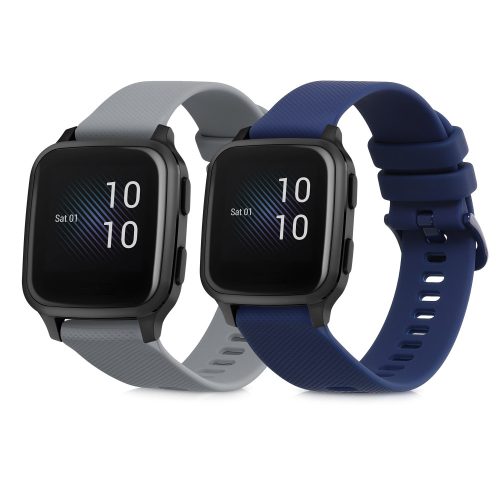 Sada 2 řemínků pro Garmin Venu Sq/Venu Sq Music, Kwmobile, modrá/šedá, silikonová, 57776.02