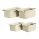 Set 4 cutii depozitare Navaris, cu maner din lemn, 37.8x21.4x14 cm si 28.5x16x10.5 cm, crem, lemn