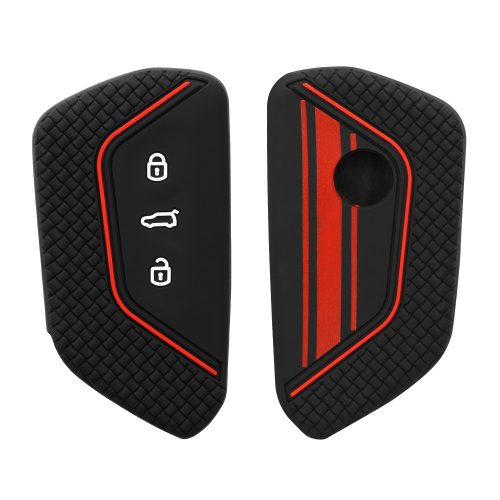 Kryt na klíče od auta pro VW 3 Buttons, Kwmobile, černá/červená, silikon, 52651.08