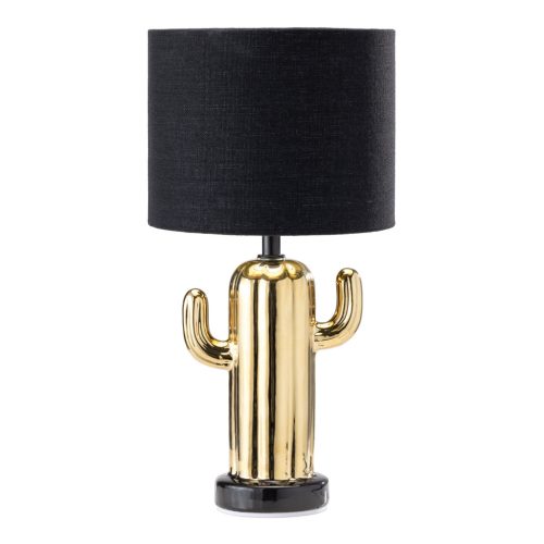 Lampa de masa Navaris, design cactus, 31 cm, dimmer integrat, priza EU, auriu, ceramica/metal