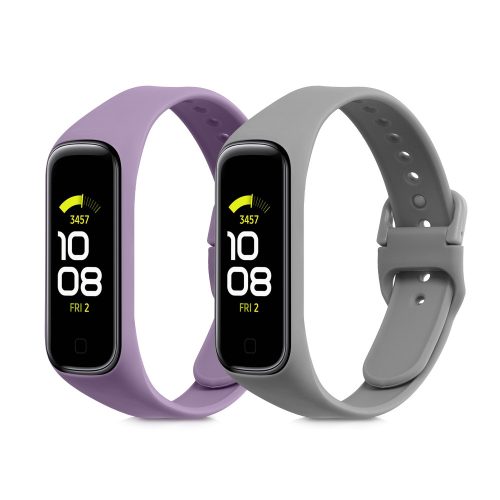 Sada 2 řemínků pro Samsung Galaxy Fit 2, Kwmobile, šedý/fialový, silikon, 53962.06