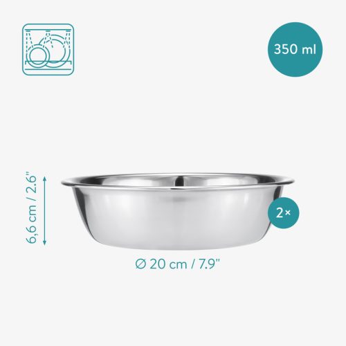 Castron dublu pentru animale Navaris, cu suport antiderapant si boluri, 2x350 ml, 58235.2