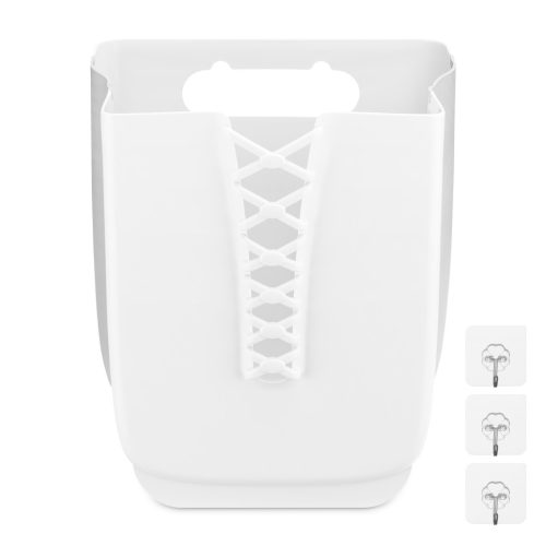 Cos rufe pliabil Navaris, 30 L, montaj pe perete, kit montaj inclus, alb, polipropilena/cauciuc