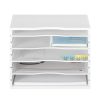 Organizator documente Navaris, 33x24.5x26 cm, rafturi reglabile, birou, alb, MDF/bambus