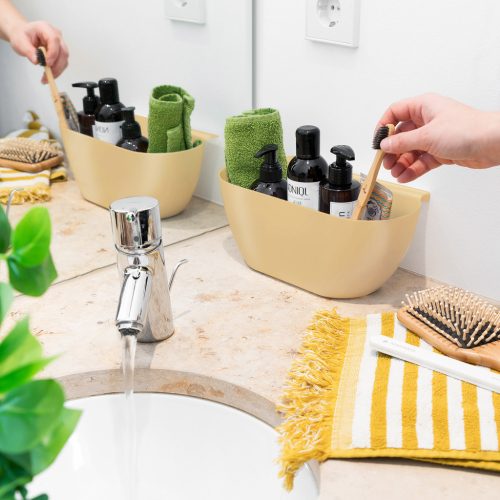 Set 2 cosuri suspendabile Navaris, peste usa, 3.8 L fiecare, 28x13.5x11 cm, alb/bej, metal