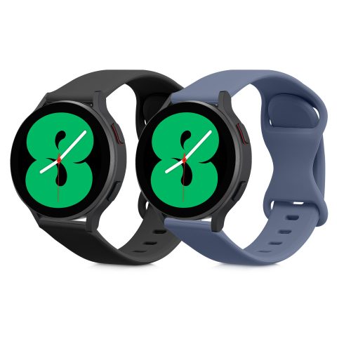 Sada 2 řemínků pro Samsung Galaxy Watch 4 (40mm)/Galaxy Watch 4 (44mm)/Galaxy Watch 4 Classic (42mm), Kwmobile, černý/modrý, silikon, 58740.01