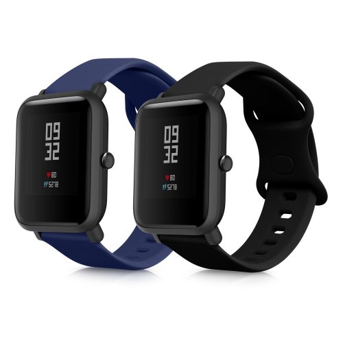 Sada 2 popruhů pro Huami Amazfit Bip S/Amazfit Bip S Lite, Kwmobile, Black/Blue, Silicone, 58717.01