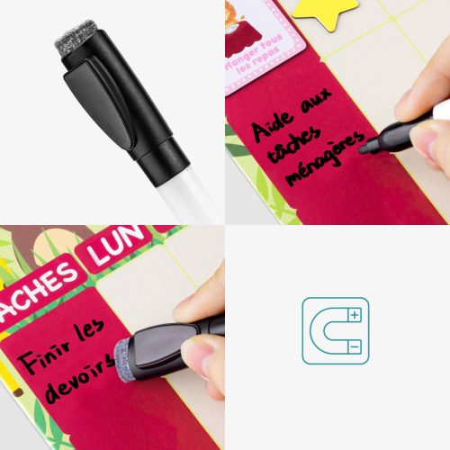 Tabla recompense Navaris, 62 magneti, 39.4x28x8 cm, limba franceza, planner saptamanal, multicolor, MDF