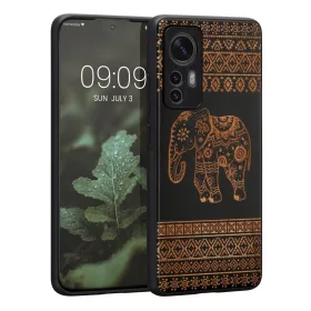   Pouzdro Kwmobile pro Xiaomi 12/12X, dřevo, hnědo-černé, 56788.05