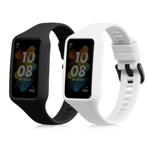Sada 2 popruhů pro Huawei Band 7/Band 6/Honor Band 6, Kwmobile, Black/White, Silikon, 58914.02
