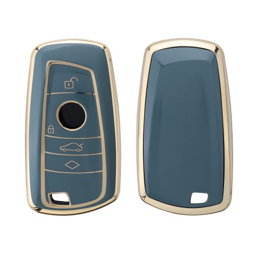 Krytka na klíče od auta pro BMW 3 Buttons, Kwmobile, modrá/zlatá, silikonová, 56009.03