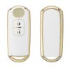Pouzdro na klíče od auta pro Mazdu 2 tlačítka - Keyless Go, Kwmobile, bílá/zlatá, silikon, 57044.02