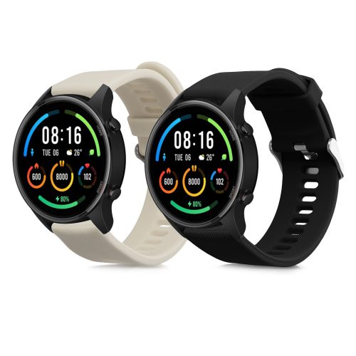 Sada 2 řemínků pro Xiaomi Mi Watch/Mi Watch Color Sport, Kwmobile, Black/Grey, Silicone, 58466.02