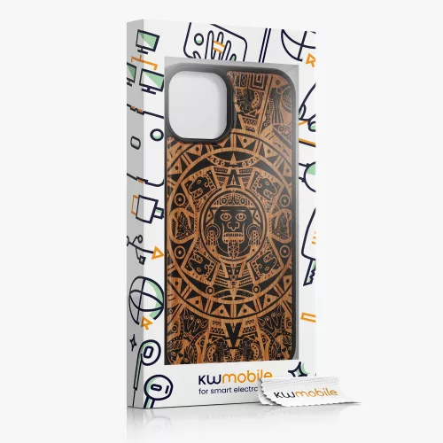 Kryt Kwmobile pro Apple iPhone 14, dřevo, hnědo-černý, 59124.02