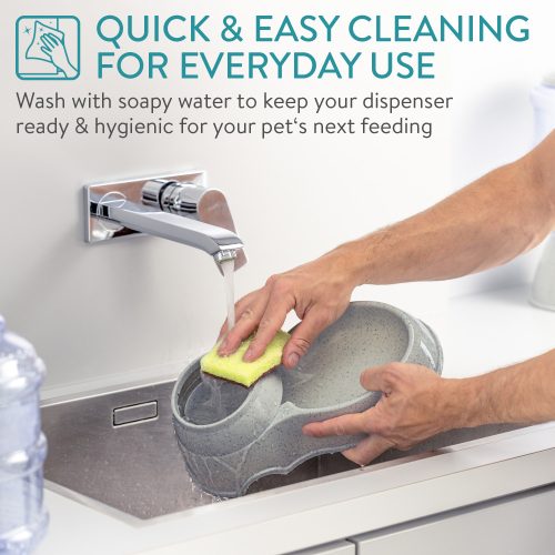 Sada 1x automatický dávkovač krmiva a 1x automatický dávkovač vody pro psy/kočky, šedá, 3,8l, 48332.19