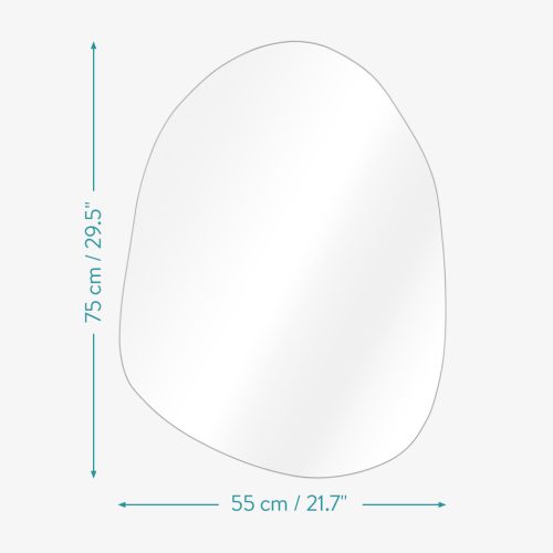 Oglinda decorativa ondulata ovala Navaris, fara rama, 75x55 cm, argintiu, sticla/metal