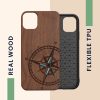 Pouzdro kwmobile pro Apple iPhone 11, dřevo, hnědo-modré, 49799,15