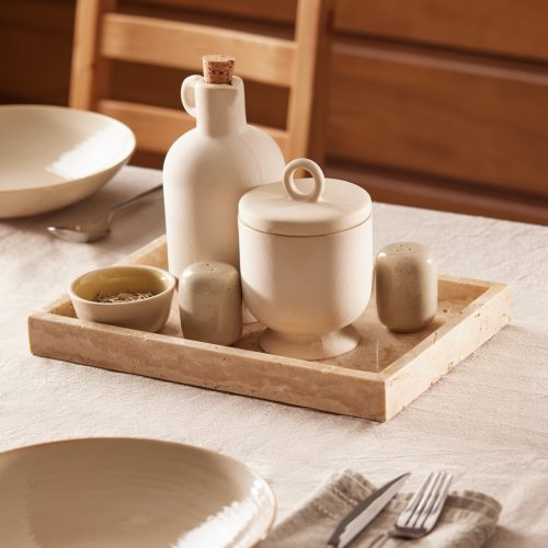 Tava travertin Navaris, 30x20x3 cm, decor/organizare, bej, piatra naturala