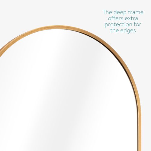 Oglinda de perete Navaris, arcuita full length, rama aluminiu, 110x50 cm, argintiu, aluminiu